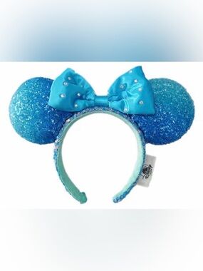 Blue Sequin Mouse Ears Headband